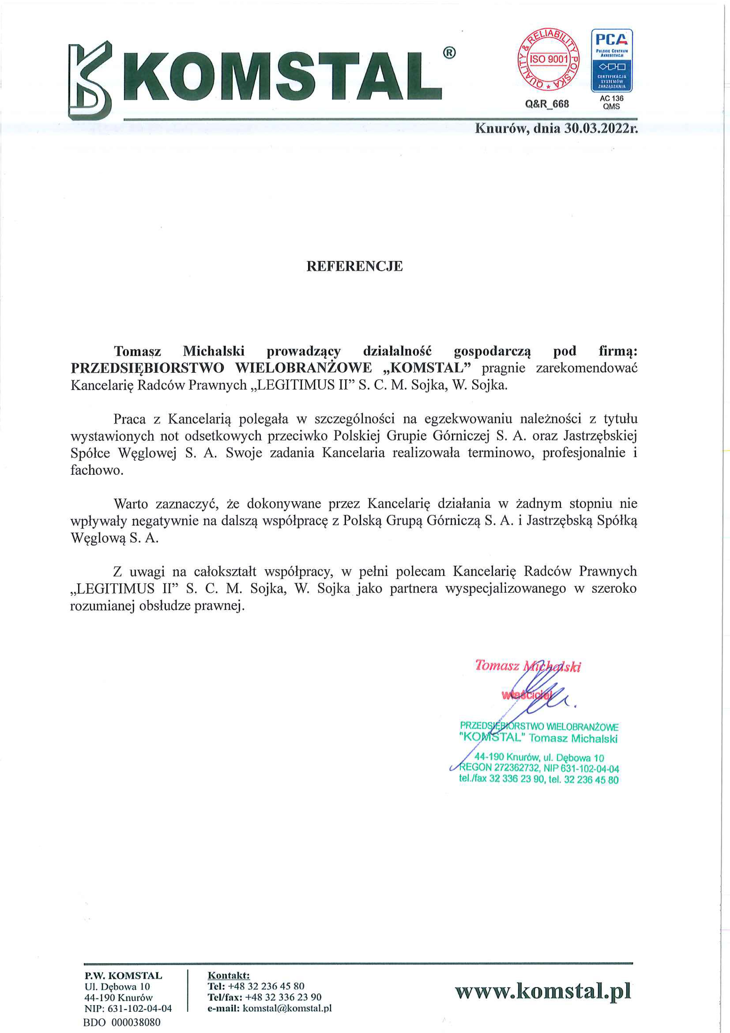 REFERENCJE KOMSTAL